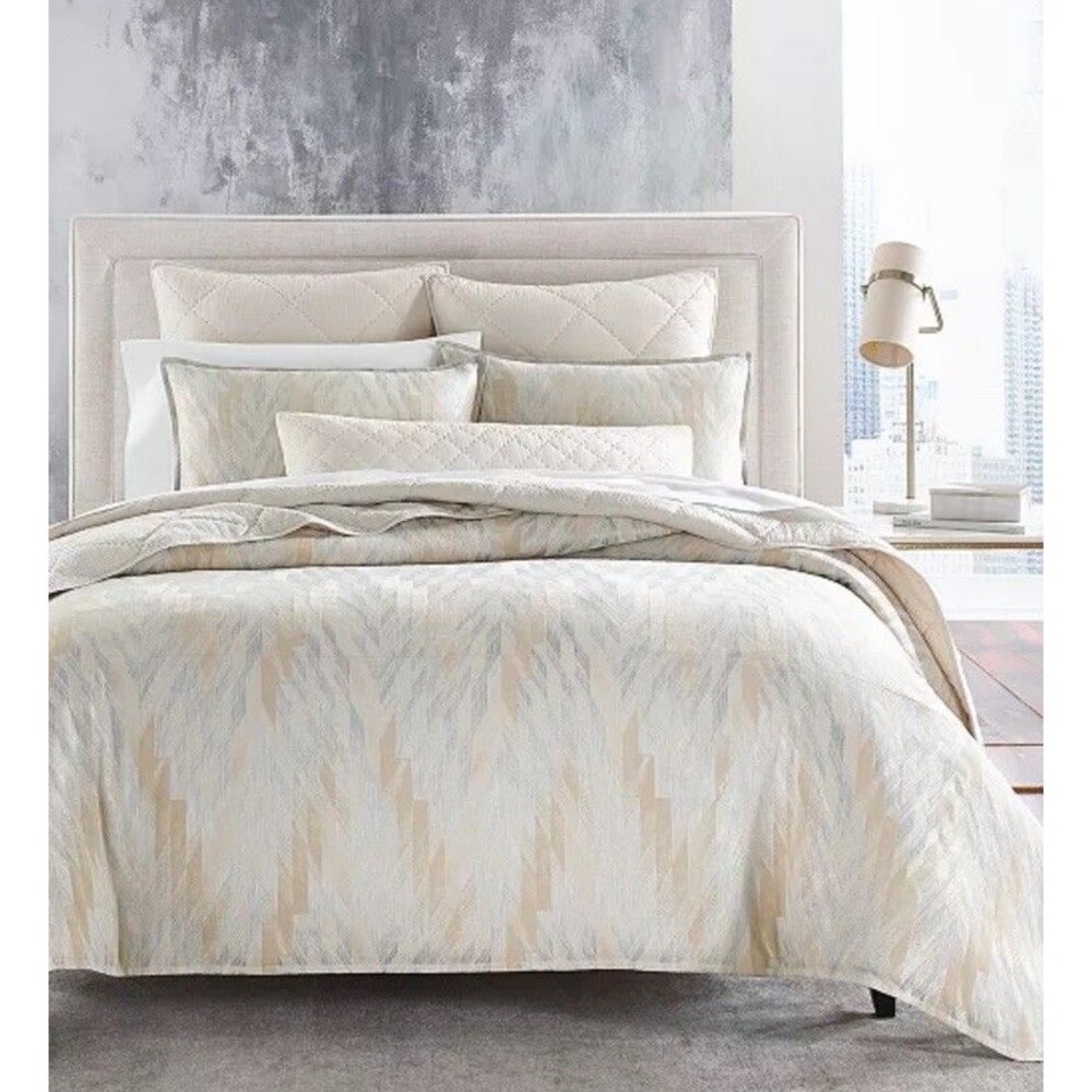 Hotel Collection 3PC King Textured Chevron Duvet Cover And Shams Set $550